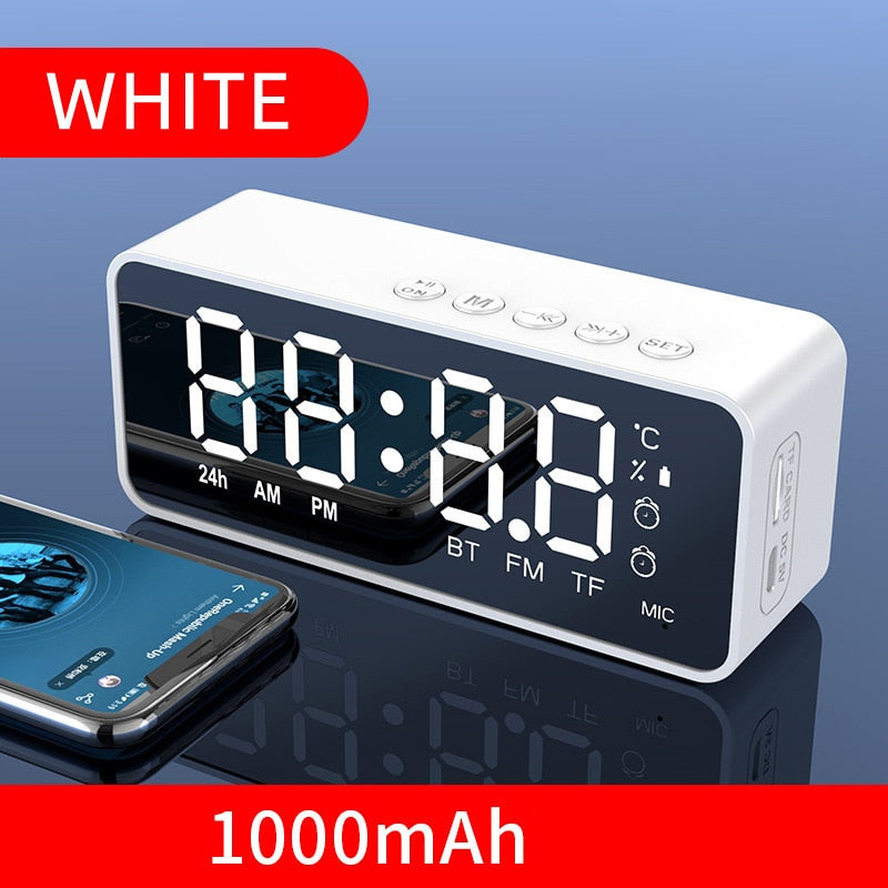 Wireless Bluetooth Speaker w/Small Mini Alarm Clock