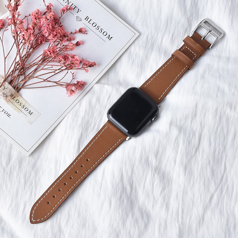 High quality Leather loop Band for iWatch 40mm 44mm Sports Strap