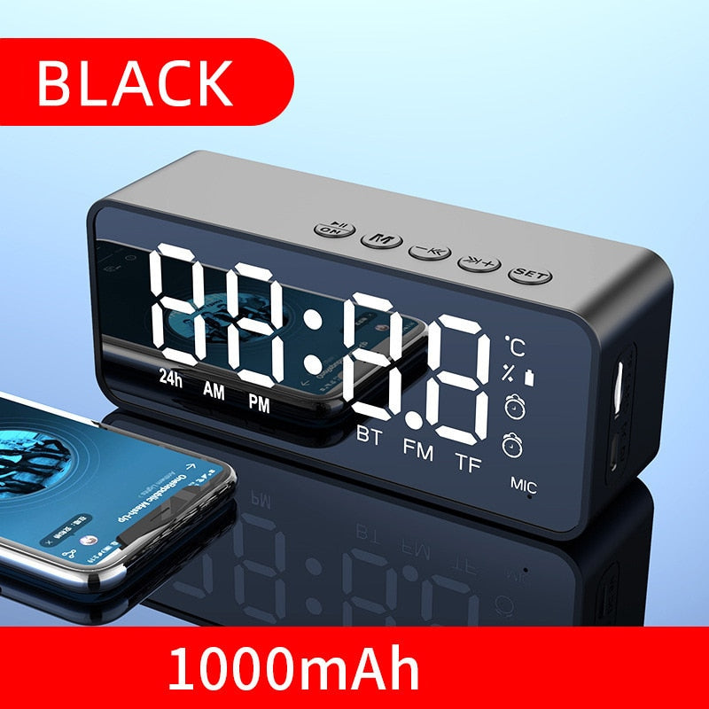 Wireless Bluetooth Speaker w/Small Mini Alarm Clock