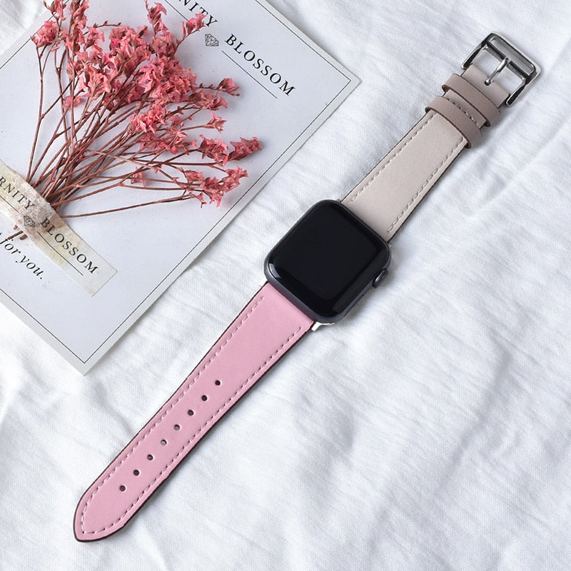 High quality Leather loop Band for iWatch 40mm 44mm Sports Strap