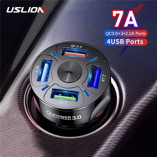 USLION 4 Ports USB Car Charge 48W