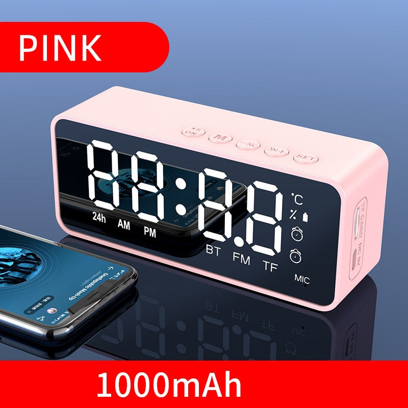 Wireless Bluetooth Speaker w/Small Mini Alarm Clock